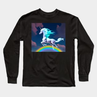 Mystic Nights Rainbow Flying Unicorn Long Sleeve T-Shirt